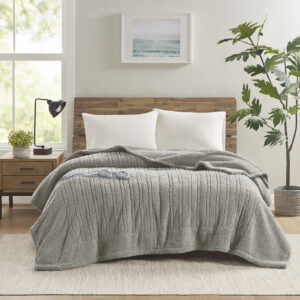 Sherpa Heated Blanket in Grey From True North by Sleep Philosophy