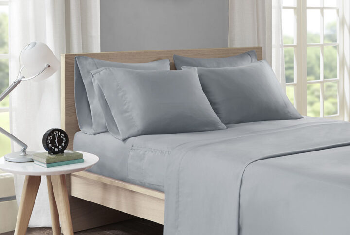 Microfiber Sheet Set with Side Storage Pockets in Grey From Intelligent Design