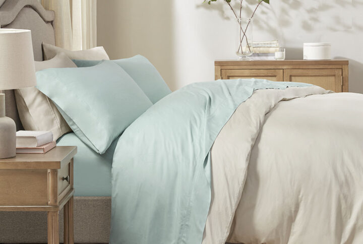 Rayon from Bamboo 4PC Sheet Set in Aqua From Sleep Philosophy