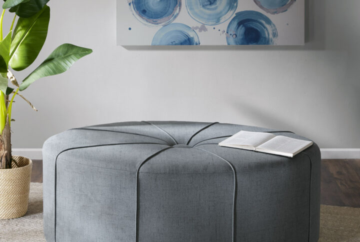 Ferris Oval Ottoman in Blue From Madison Park