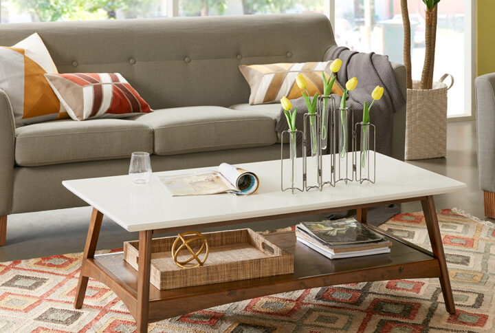 Parker Coffee Table in Off-White/Pecan From Madison Park