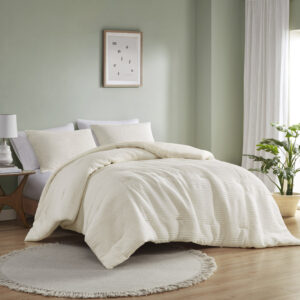 Wyatt 3 Piece Knitted Jersey Comforter Set in Ivory From Urban Habitat