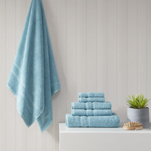 Aegean 100% Turkish Cotton 6 Piece Towel Set in Aqua From 510 Design