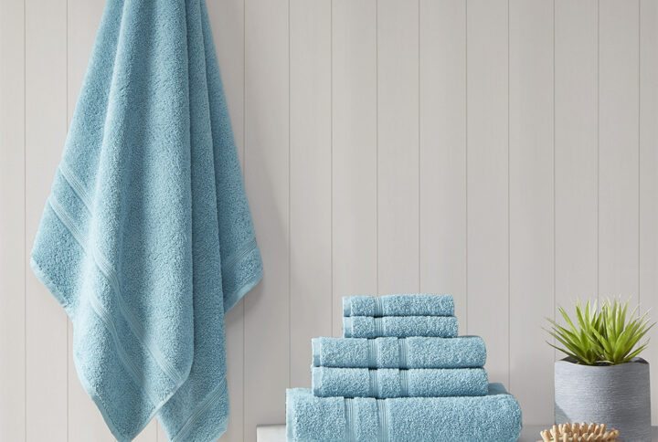 Aegean 100% Turkish Cotton 6 Piece Towel Set in Aqua From 510 Design