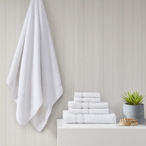 Aegean 100% Turkish Cotton 6 Piece Towel Set in White From 510 Design