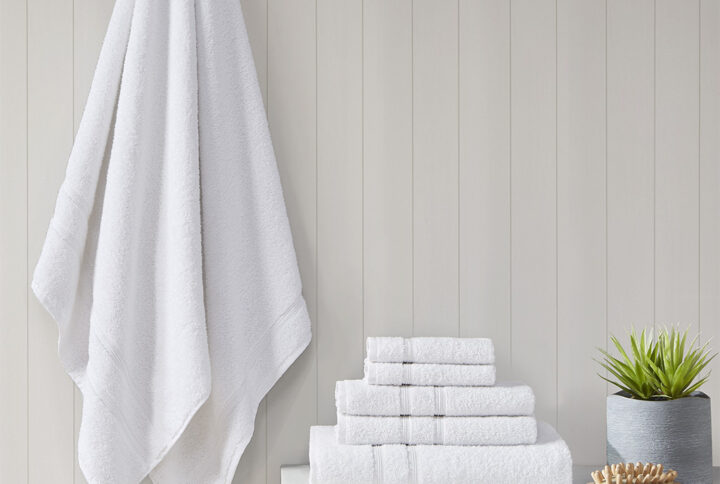 Aegean 100% Turkish Cotton 6 Piece Towel Set in White From 510 Design