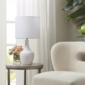 Celine Textured Ceramic Table Lamp in White From 510 Design