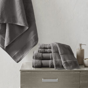 Turkish Cotton 6 Piece Bath Towel Set in Charcoal From Madison Park Signature