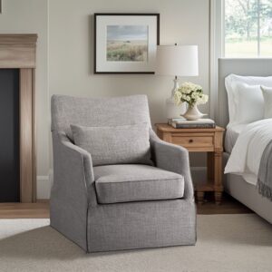 London Skirted Swivel Chair in Grey From Martha Stewart