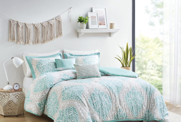 Senna Comforter Set in Aqua From Intelligent Design