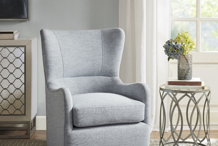 Arianna Swivel Glider Chair in Light Blue From Madison Park