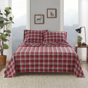 Flannel Sheet Set in Red Plaid From Woolrich