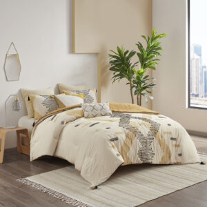 Arizona 3 Piece Cotton Comforter Set in Yellow From INK+IVY