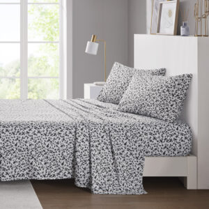 Printed Microfiber Sheet Set in Black Floral From Intelligent Design