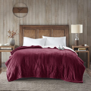 Heated Plush to Berber Blanket in Garnet From Woolrich