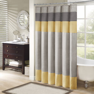 Amherst Faux Silk Shower Curtain in Yellow From Madison Park