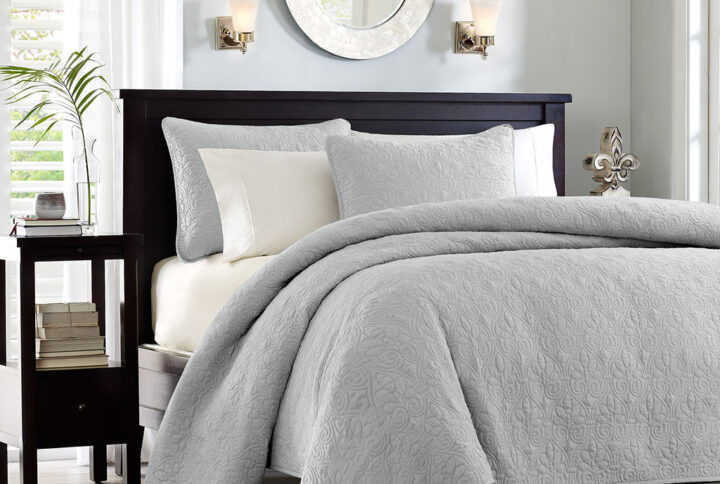 Quebec Reversible Quilt Set in Grey From Madison Park