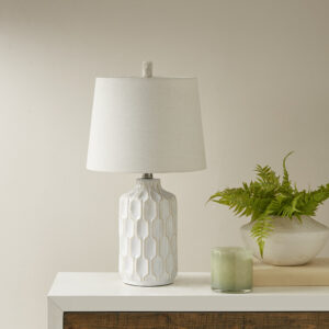 Contour Ceramic Table Lamp in Ivory From INK+IVY