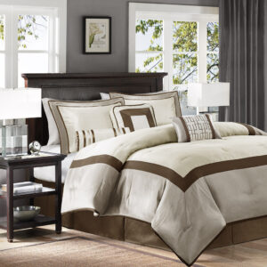 Genevieve 7 Piece Comforter Set in Taupe/Brown From Madison Park