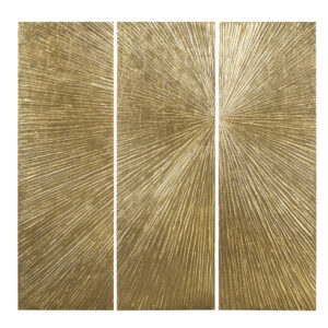 Sunburst Hand Painted Triptych 3-piece Dimensional Resin Wall Art Set in Gold From Madison Park Signature