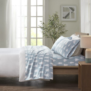 Cozy Flannel Printed Sheet Set in Blue Forest From True North by Sleep Philosophy