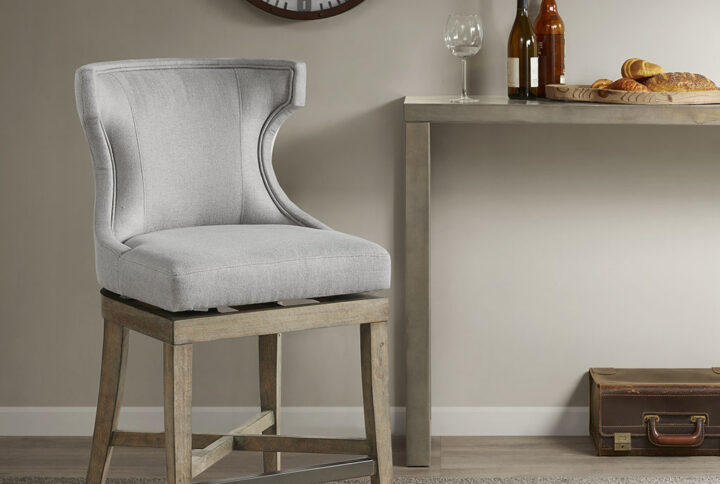 Carson Counter Stool with Swivel Seat in Light Grey From Madison Park