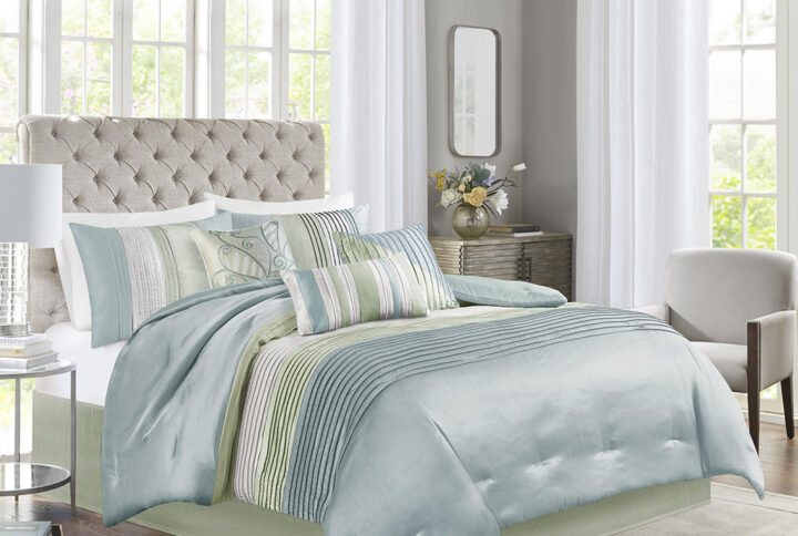 Amherst 7 Piece Comforter Set in Green From Madison Park