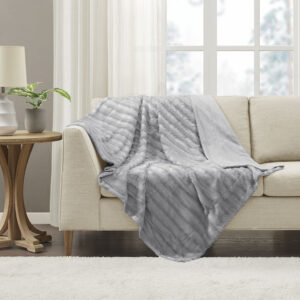 Duke Long Fur Throw in Grey From Madison Park