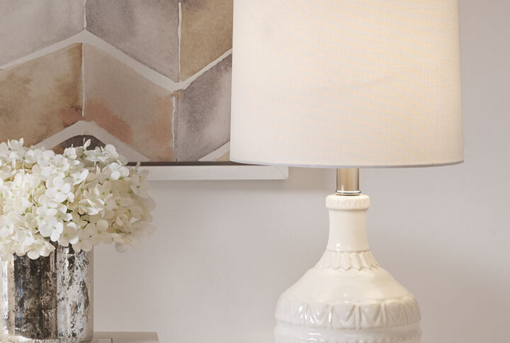 Gypsy Embossed Boho Table Lamp in White From 510 Design