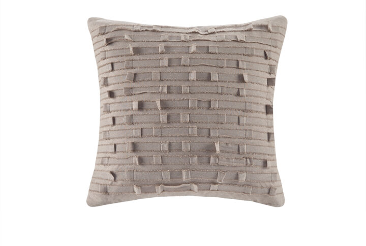 Kerala Cotton Square Pillow in Taupe From INK+IVY