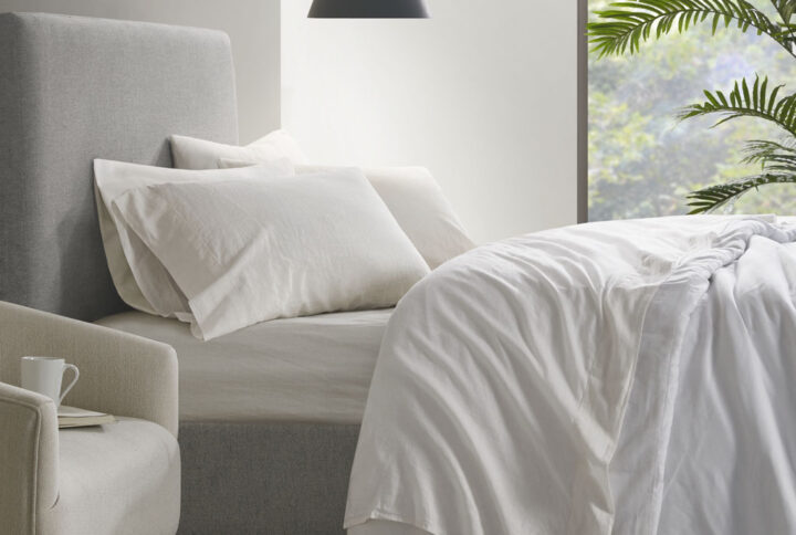 Linen Blend 4PC Sheet Set in Ivory From Madison Park