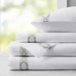 Signature Hem 300TC Cotton Sheet Set in Grey From Croscill