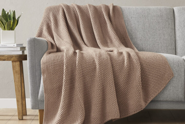 Bree Knit Throw in Brown From INK+IVY