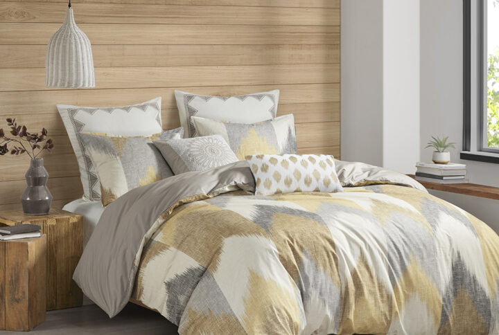 Alpine 3 Piece Duvet Cover Mini Set in Yellow From INK+IVY