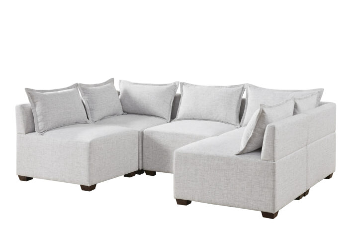 Molly 5-Piece Modular U-Shape Sofa in Silver Grey From INK+IVY