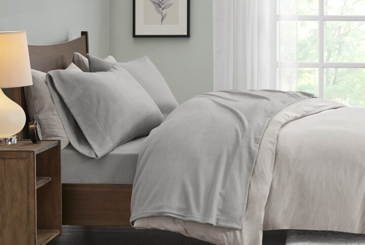 Micro Fleece Sheet Set in Grey From True North by Sleep Philosophy