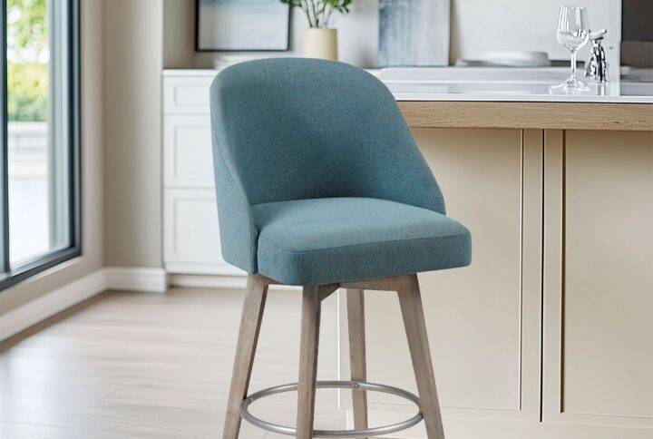 Pearce Counter Stool with Swivel Seat in Blue From Madison Park