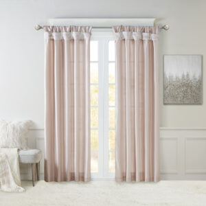 Emilia Twist Tab Lined Window Curtain Panel in Blush From Madison Park