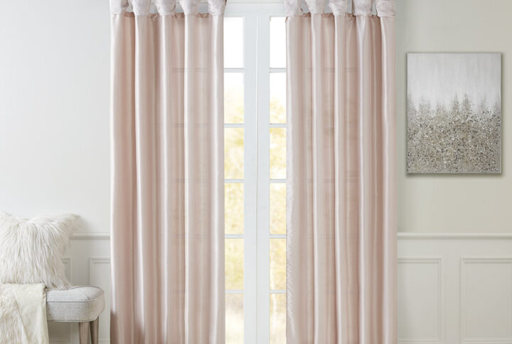 Emilia Twist Tab Lined Window Curtain Panel in Blush From Madison Park