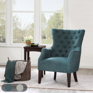 Hannah Button Tufted Wing Chair in Teal From Madison Park