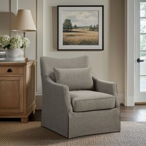 London Skirted Swivel Chair in Tan Multi From Martha Stewart