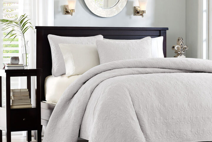 Quebec Reversible Quilt Set in White From Madison Park