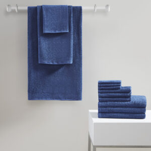 Big Bundle 100% Cotton Quick Dry 12 Piece Bath Towel Set in Indigo From 510 Design