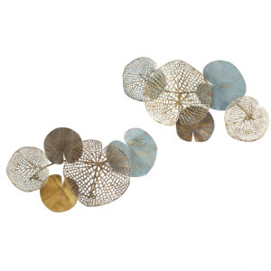 Lenzie Multi-colored Lily Pad Leaves 2-piece Metal Wall Decor Set in Multi From Madison Park