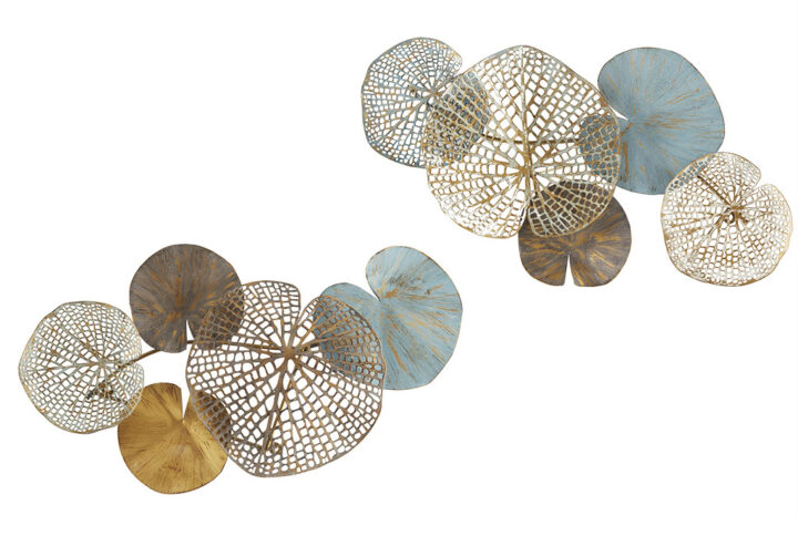 Lenzie Multi-colored Lily Pad Leaves 2-piece Metal Wall Decor Set in Multi From Madison Park