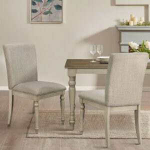 Fiona Upholstered Dining Chair with Turned Wood Legs Set of 2 in Light Grey From Martha Stewart