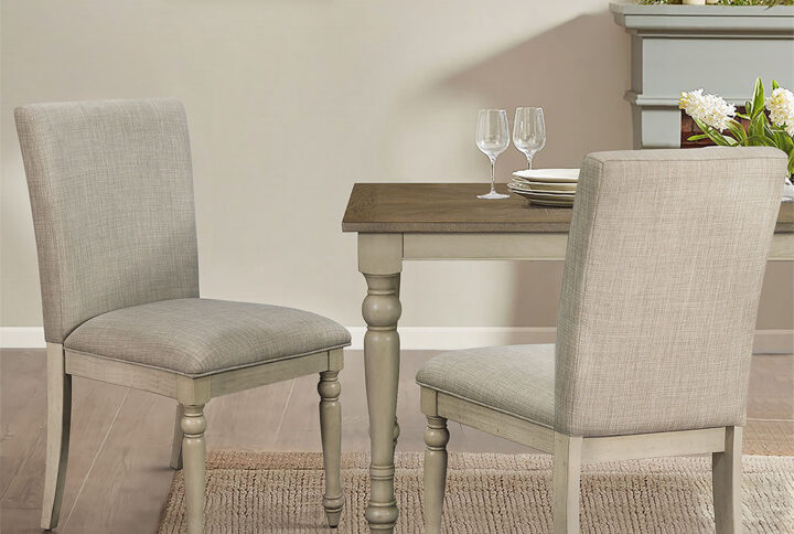 Fiona Upholstered Dining Chair with Turned Wood Legs Set of 2 in Light Grey From Martha Stewart