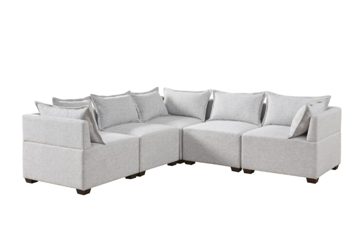 Molly 5-Piece Modular L-Shape Sofa in Silver Grey From INK+IVY