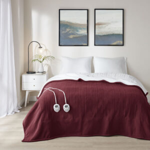 Fleece to Sherpa Heated Blanket in Burgundy From Serta