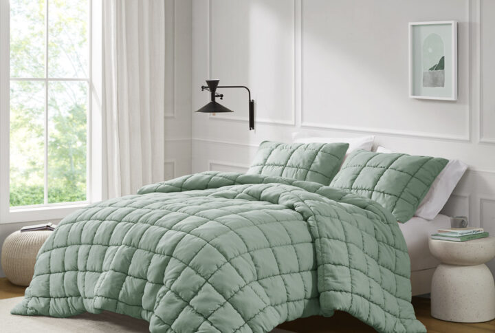 Dream Puff Down Alternative Comforter Set in Sage From Intelligent Design